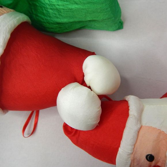 Vtg Set 2 Nylon Santa Claus Plush International Silver Co. Christmas 15" & 9" - Picture 16 of 16